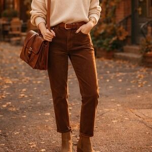 GAP High Rise Vintage Slim Corduroy Pants Sable Brown 8/29R Retro 90s